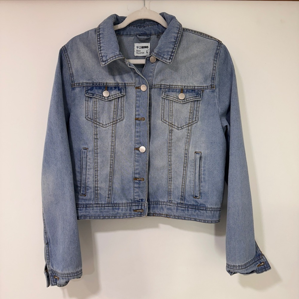 Cisono Denim Collection Jacket Women Large Blue Large Wash Button Up | Classic